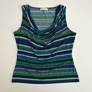 Calvin Klein Womens Striped Blue Green Sleeveless Blouse, Calvin Klein Tanks T17